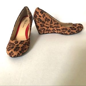 CL by Laundry Leopard Faux Suede Wedge Hee…